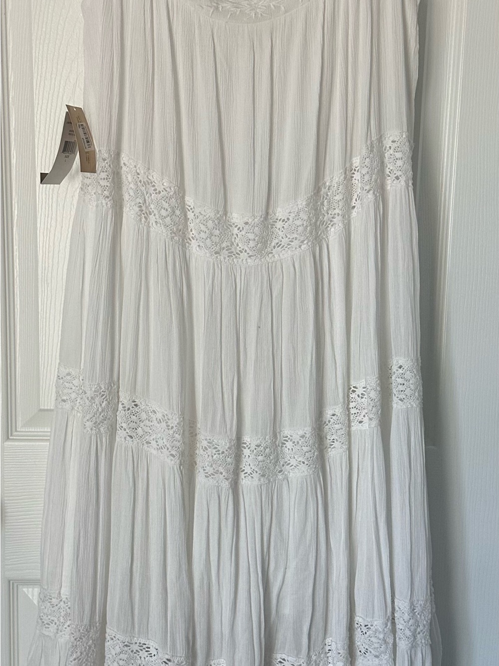 Denim & Supply Ralph Lauren White Lace-Trim tier Maxi Dress boho Large discontin - Picture 6 of 16